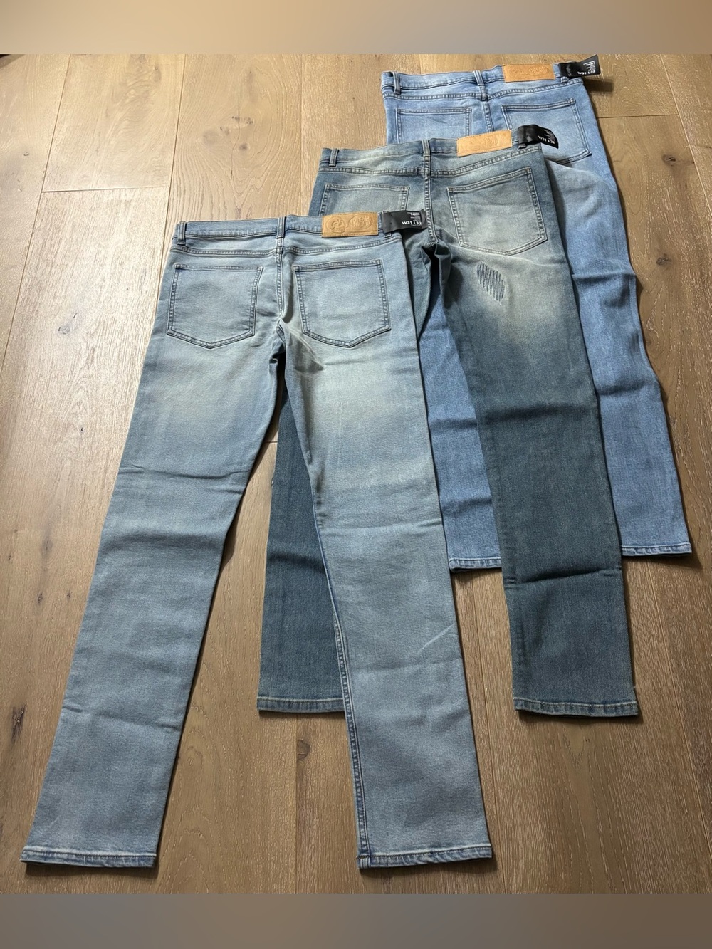 Men's Light Blue Washed Jeans - Classic Denim, lot of 3
